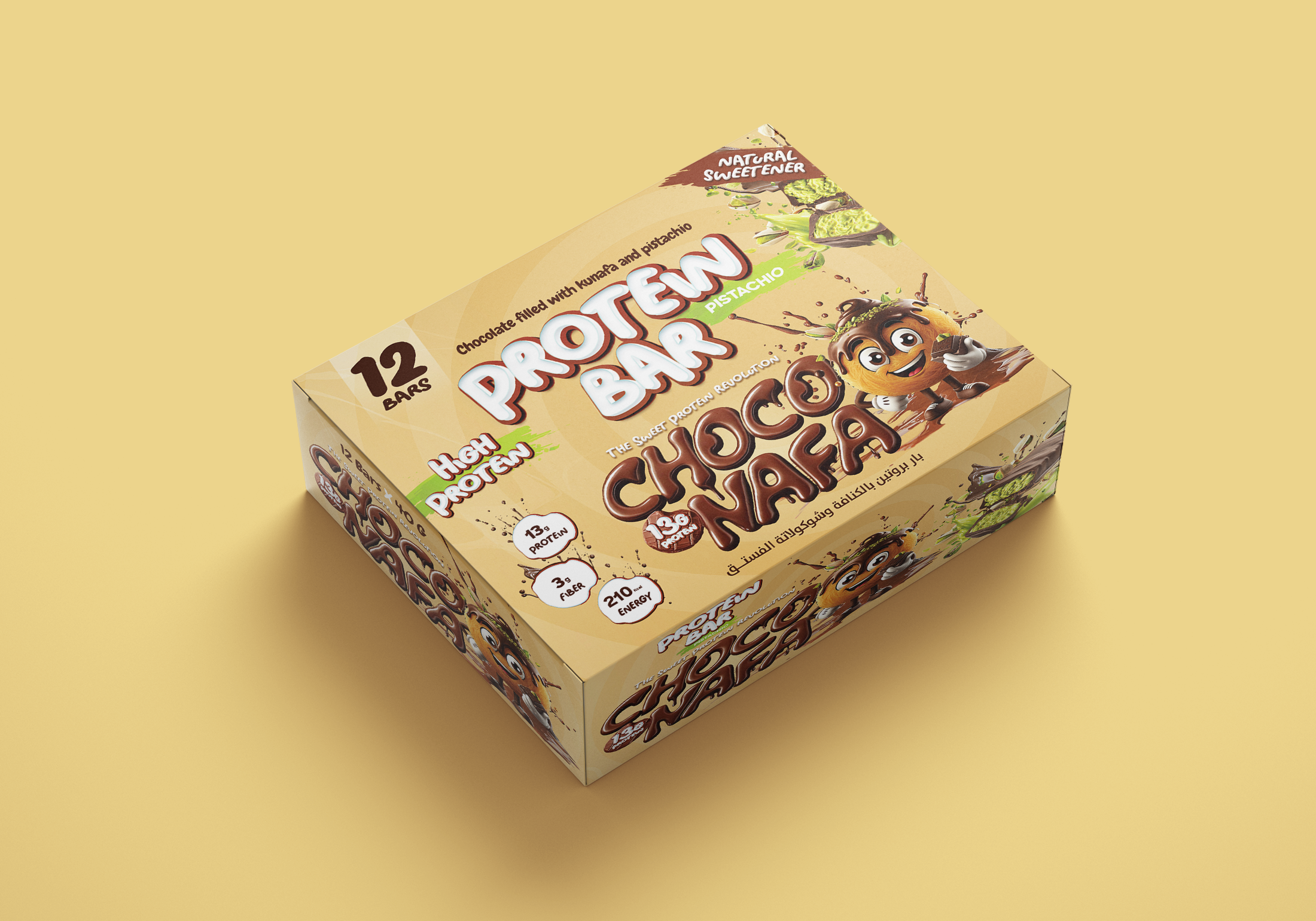 Choco Nafa Pistachio Protein Bar Kunafa Inspired Premium Flavor For Athletes High Protein Snack by CHOCONAFA