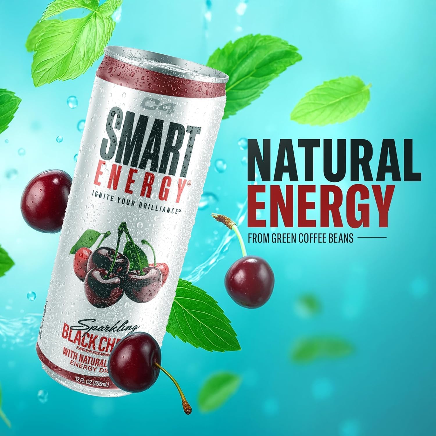 C4 Smart Black Cherry Flavoured Carbonated Sparkling Energy Drink 355 ml