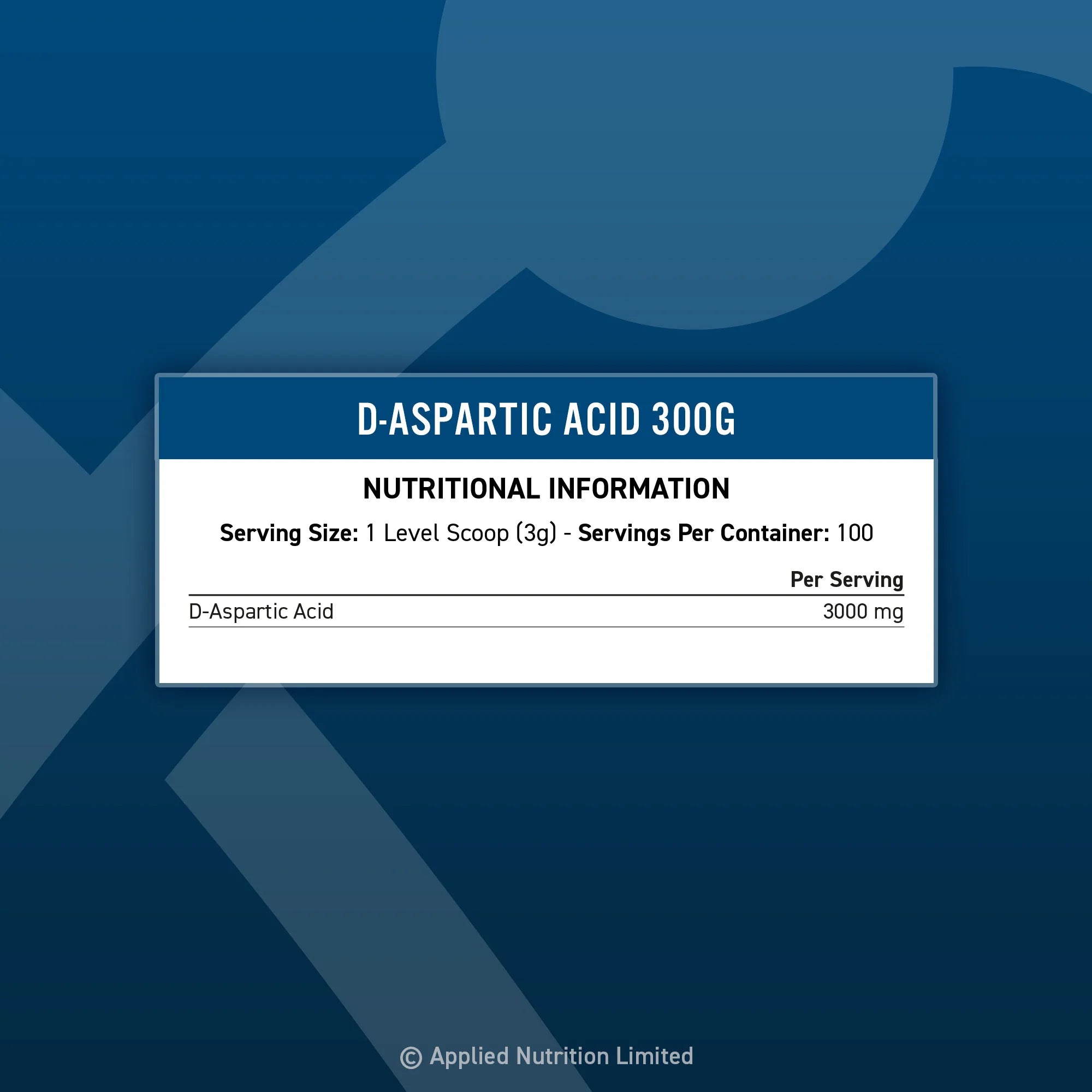 D-Aspartic Acid Testosterone Boosting Supplement for Men Natural Peak Performance 100 Servings by APPLIED NUTRITION