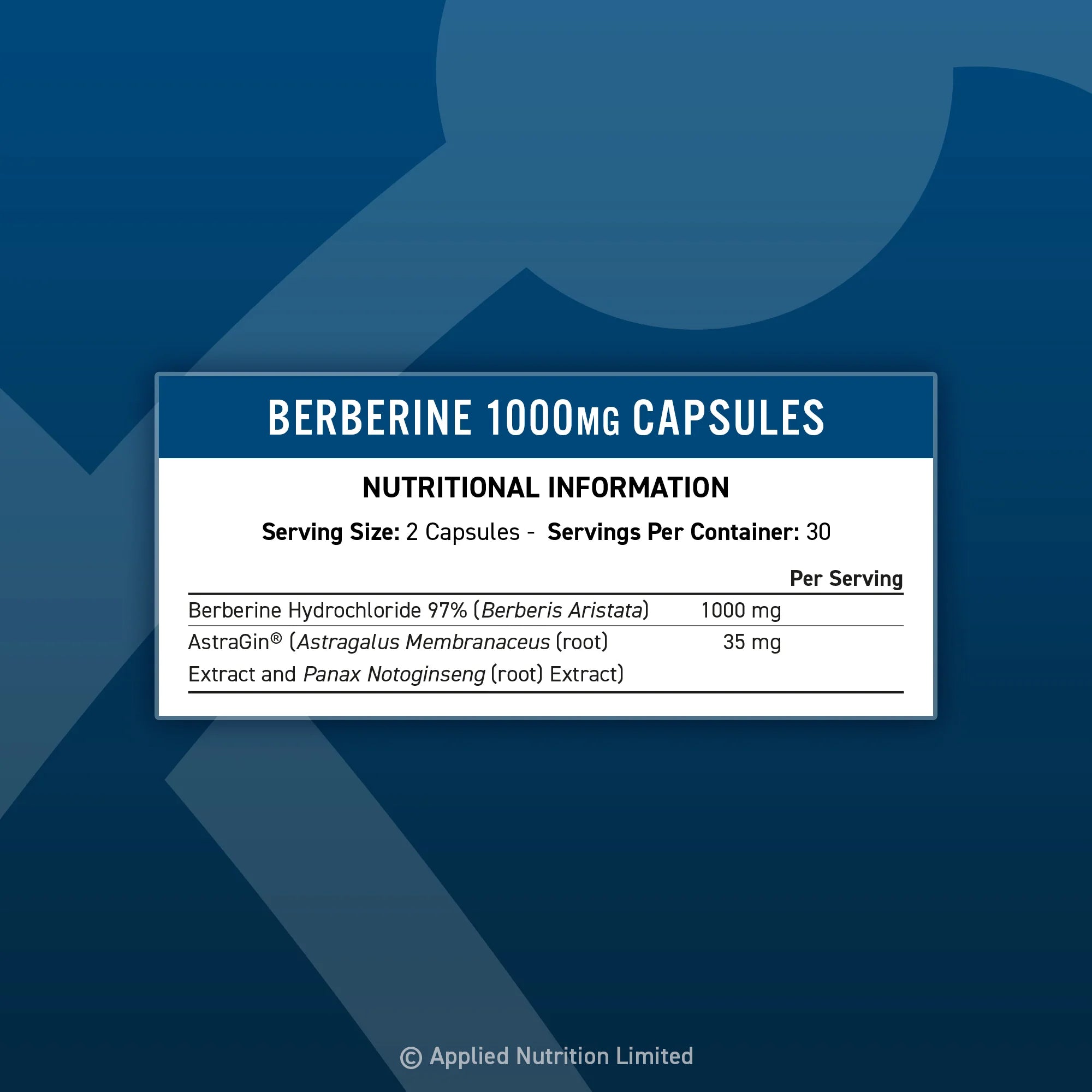 Berberine Capsules 1000mg by APPLIED NUTRITION
