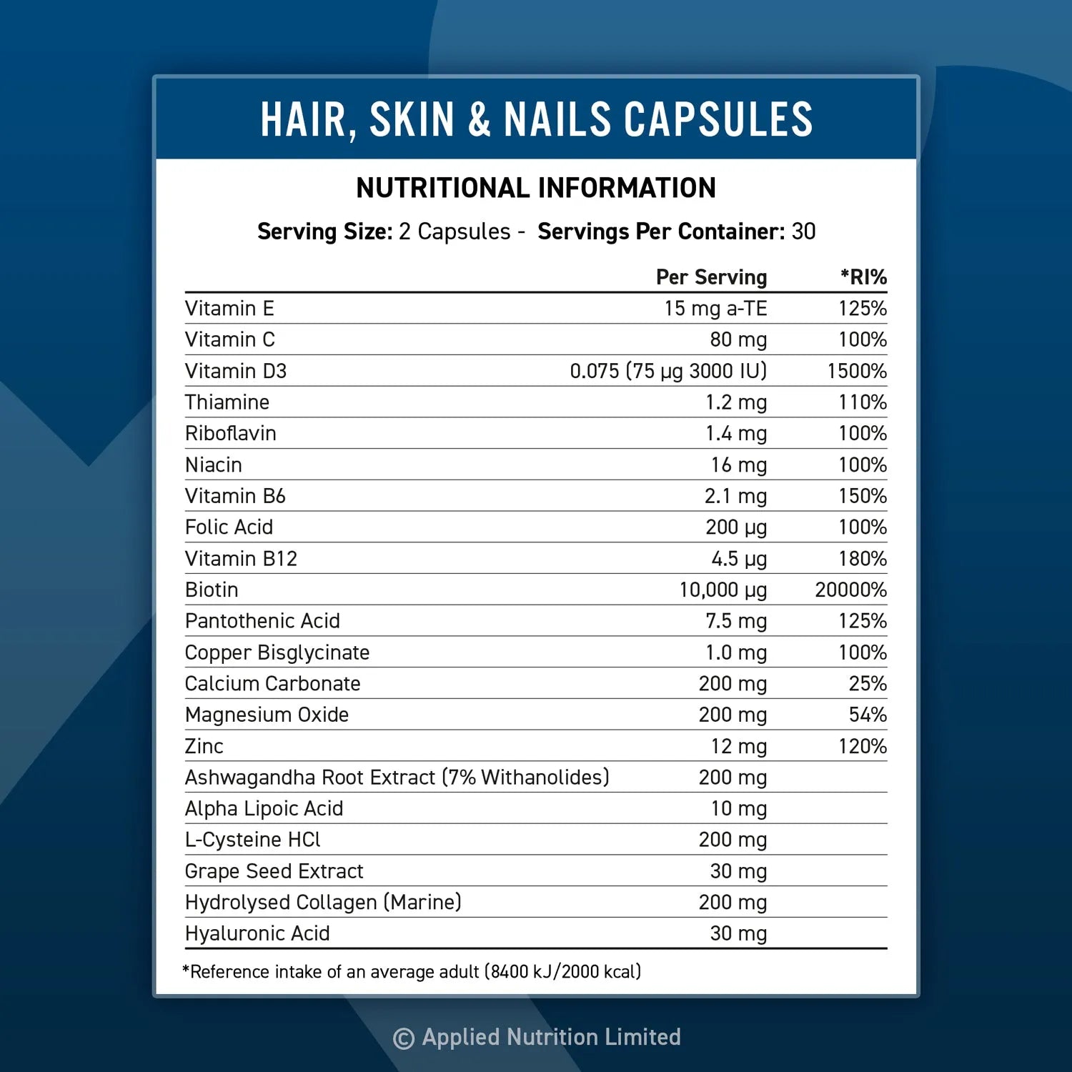 Hair Skin And Nails Collagen Capsules For Women Strengthens Hair Nails And Radiant Skin With Marine Collagen by APPLIED NUTRITION