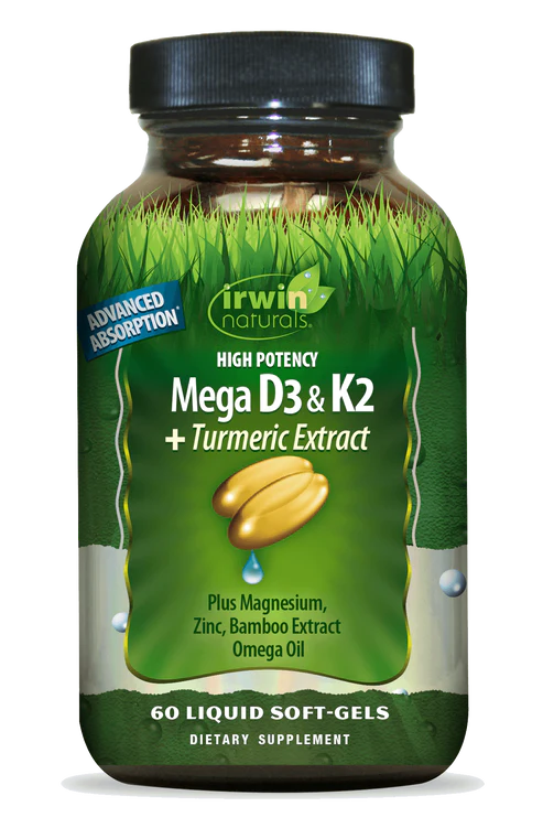 IRWIN NATURALS High Potency D3 & K2 +Turmeric Extract by Right Dose supplements