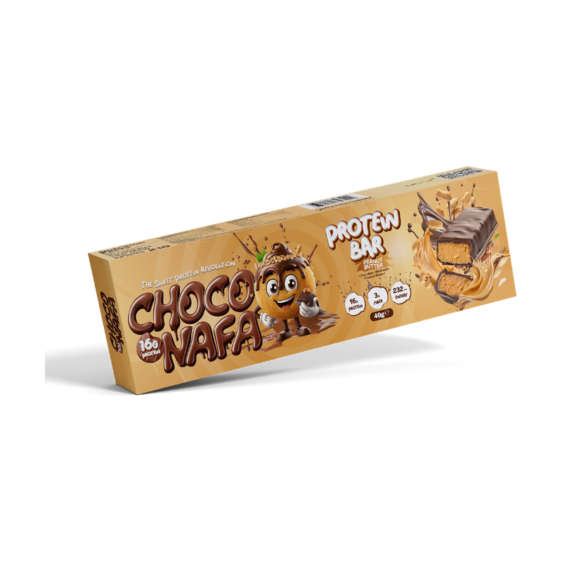 Choco Nafa Protein Bar Peanut Butter For Athletes 16g Protein Rich Chocolate Shell Creamy Peanut Butter Center by CHOCONAFA