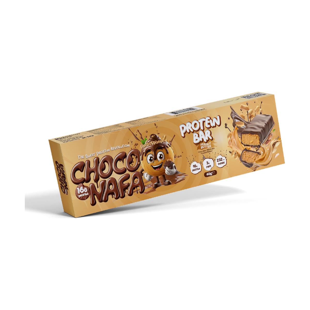 Choco Nafa Protein Bar Peanut Butter For Athletes 16g Protein Rich Chocolate Shell Creamy Peanut Butter Center by CHOCONAFA