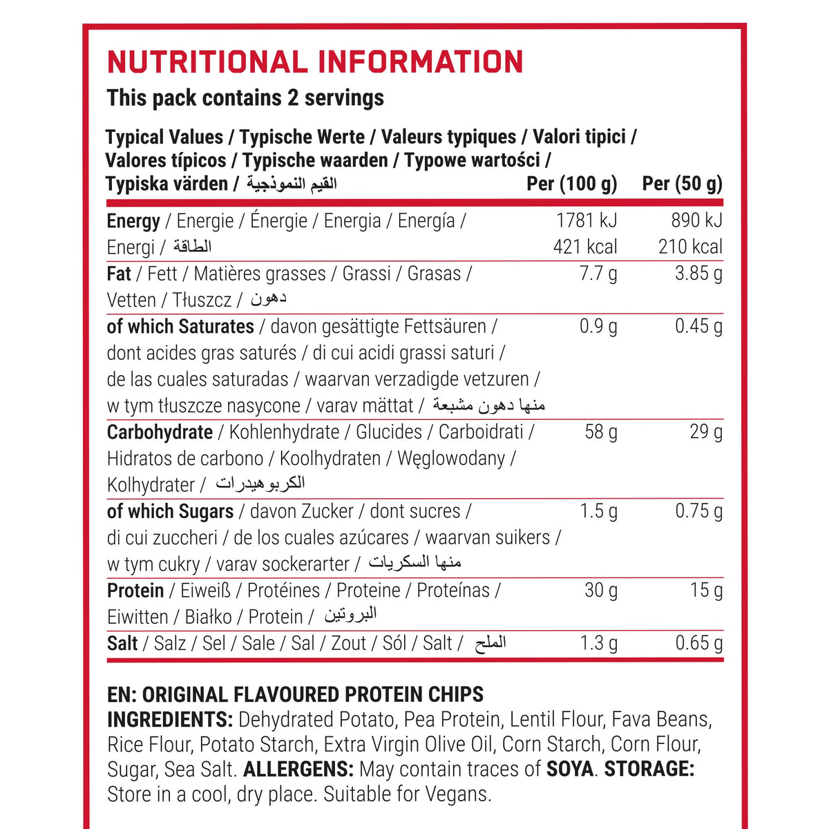Nutrition Facts - APPLIED Protein Chips