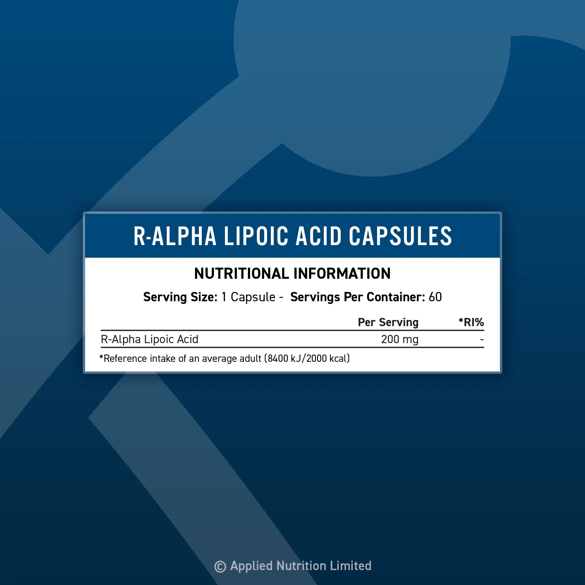 R-ALA (R-Alpha Lipoic Acid) Capsules by APPLIED NUTRITION