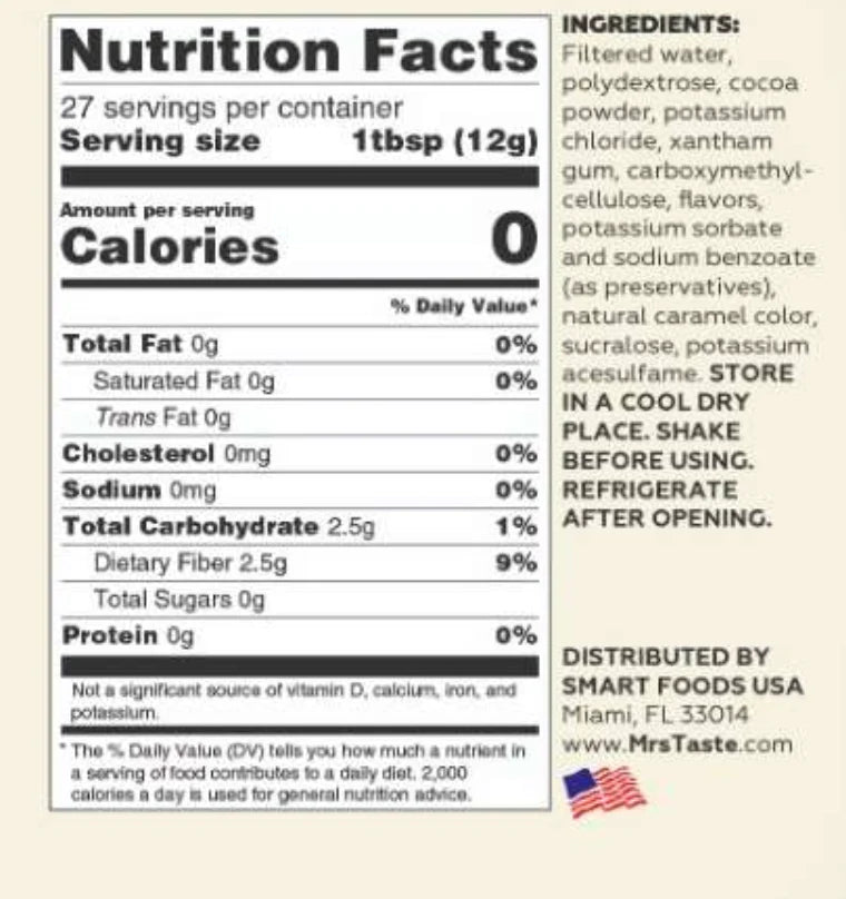 MRS TASTE SAUCE SWEET ZERO Calories