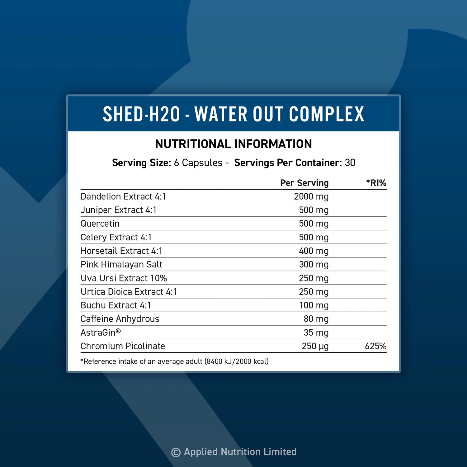 Shed H2O Water Out Complex Capsules With AstraGin Chromium Veggie Shell Halal by APPLIED NUTRITION