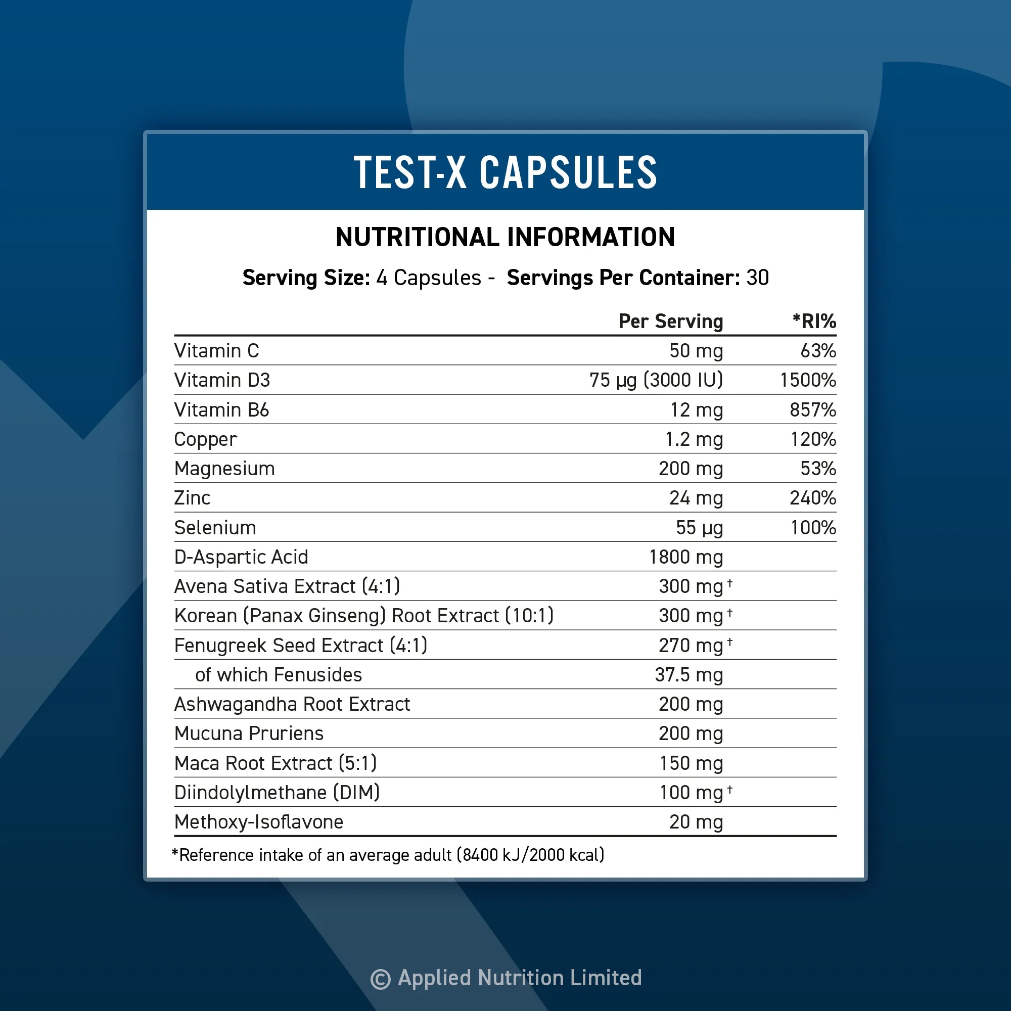 Test X Capsules by APPLIED NUTRITION
