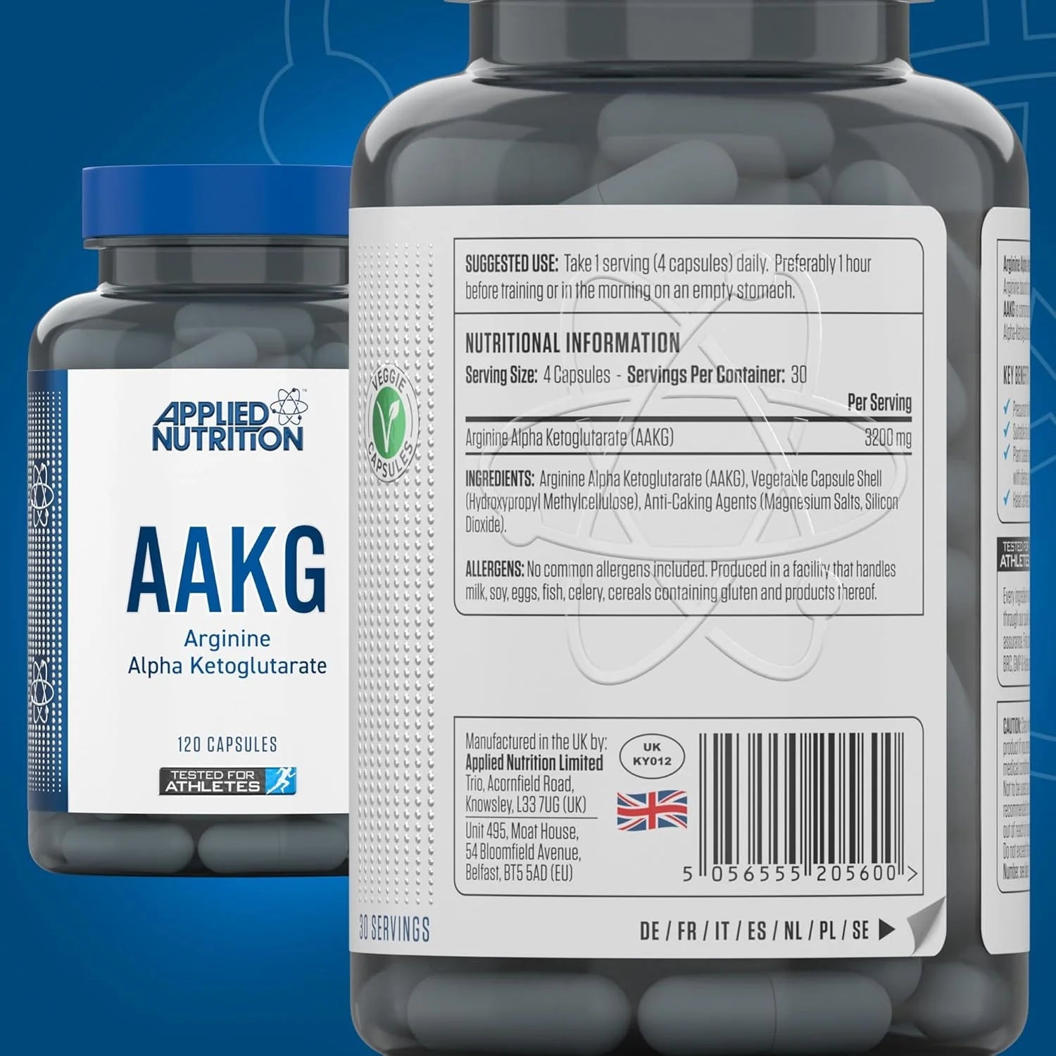 AAKG 120 Capsules Nitric Oxide Precursor Veggie Capsule Plant Based Halal - Right Dose supplements
