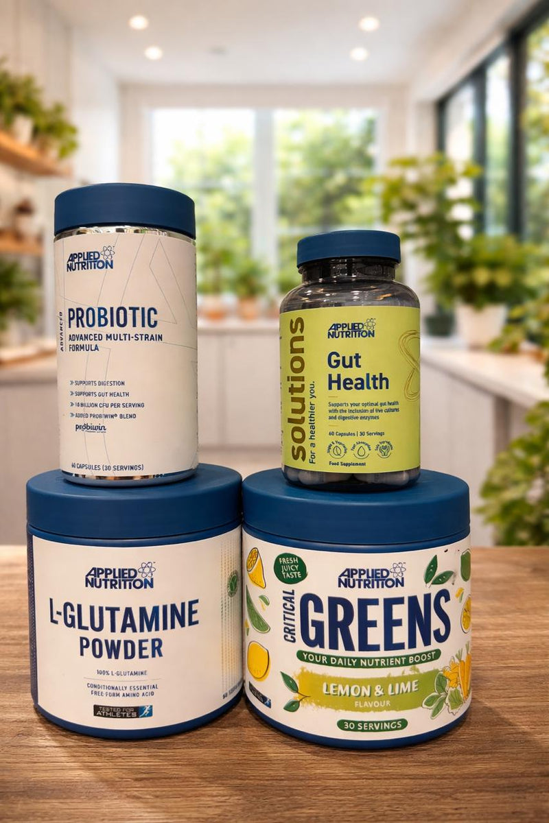 Ultimate wellness Bundle for Digestion supports, Greens,Gut Health,Propiotic and Glutamine powder by APPLIED NUTRITION