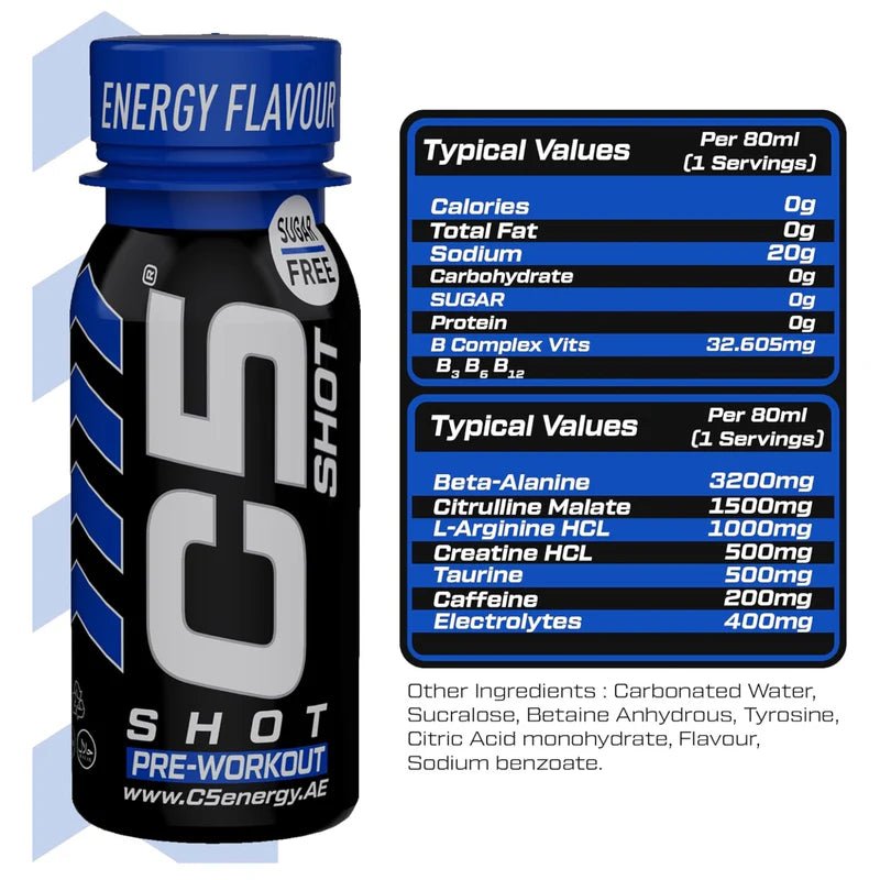 C5 SHOT Pre-Workout Drink | 80ml Liquid Shot | 200mg Caffeine by C5
