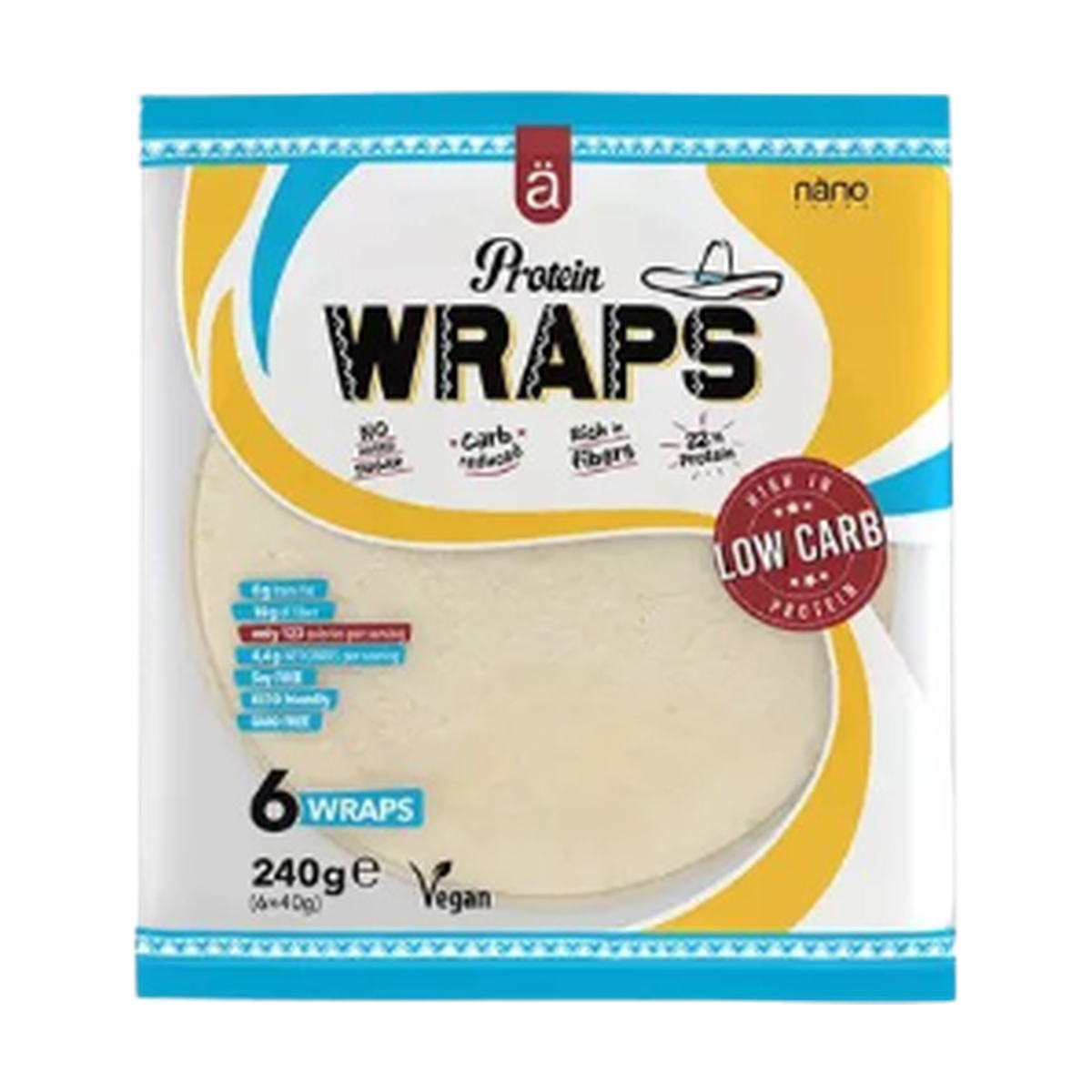Nanosupps Protein Wrap Wheat Flour Tortilla For Fitness Enthusiasts High Protein Low Carb Fuel by NANO SUPPS