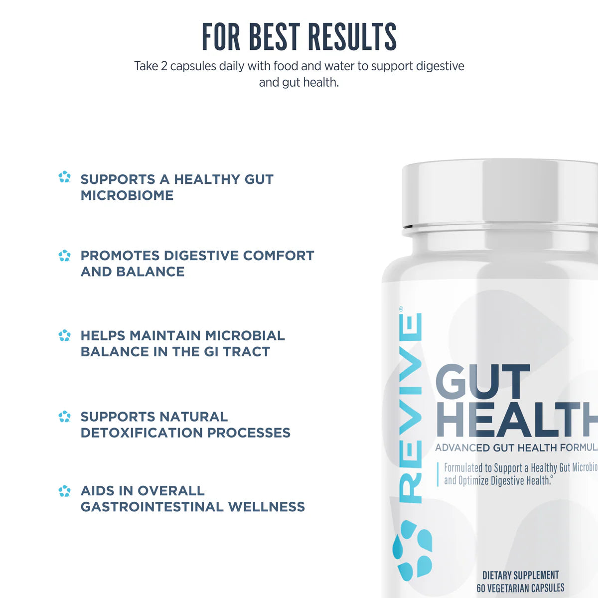 Gut Health Probiotic Prebiotic Capsules For Optimal Digestive Balance By Gut Health Plus For Adults by REVIVE MD