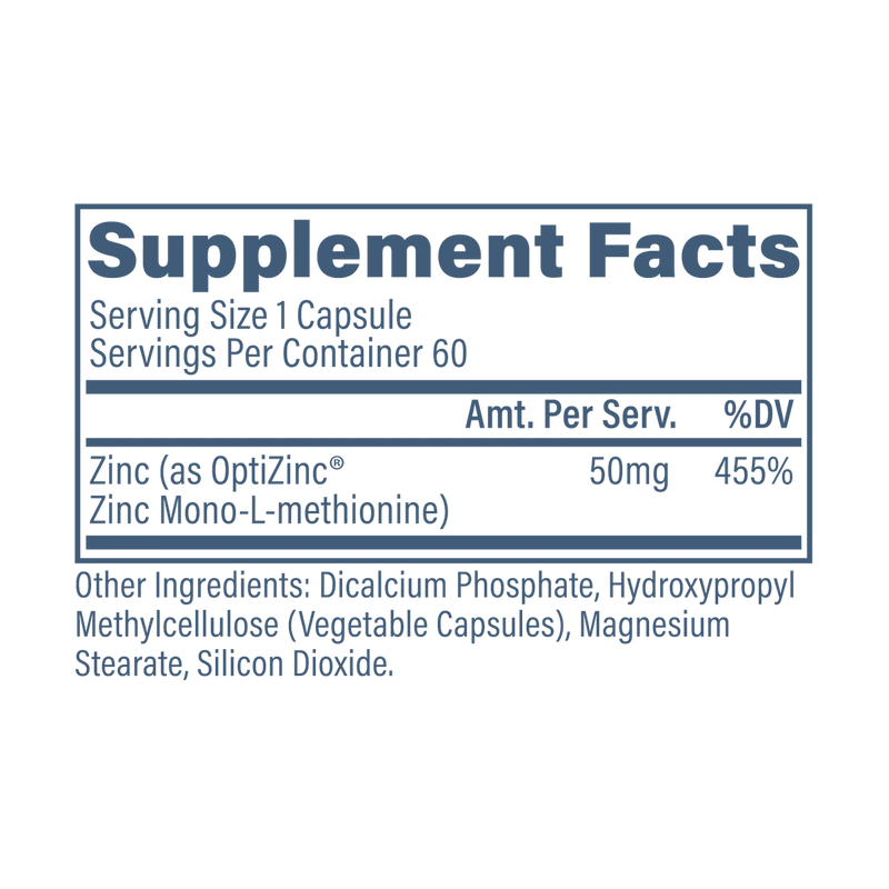 OptiZinc 50mg Immune Support Zinc Supplement For Adults Metabolism Skin Health And Wellness by REVIVE MD