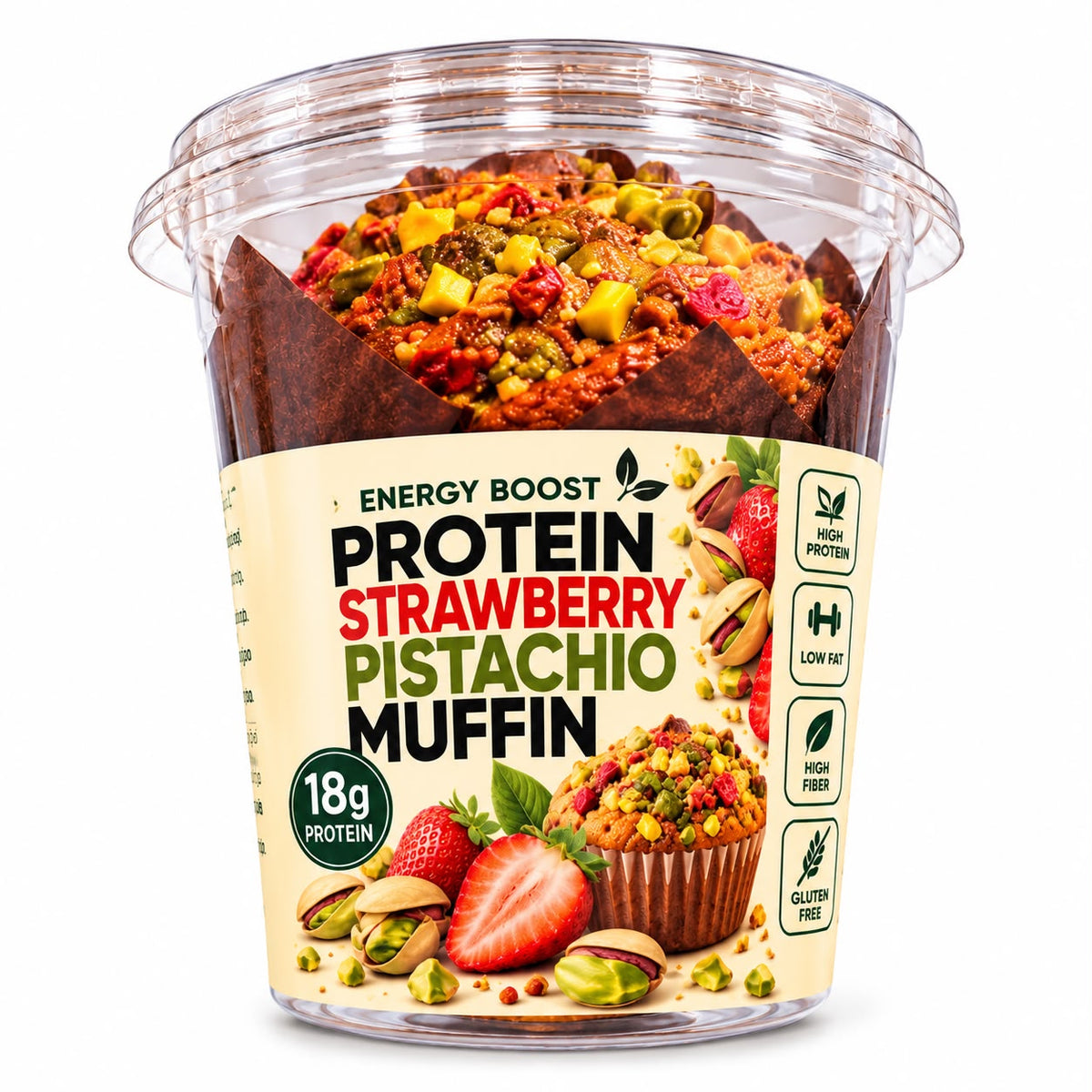 Pure Delight Protein Strawberry Pistachio Muffin 18g protein gluten free