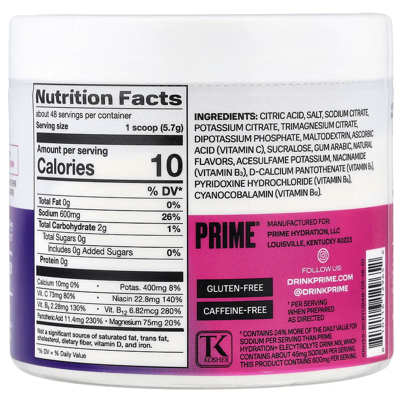 Prime Hydration, Rapid Rehydration, Electrolyte Drink Mix