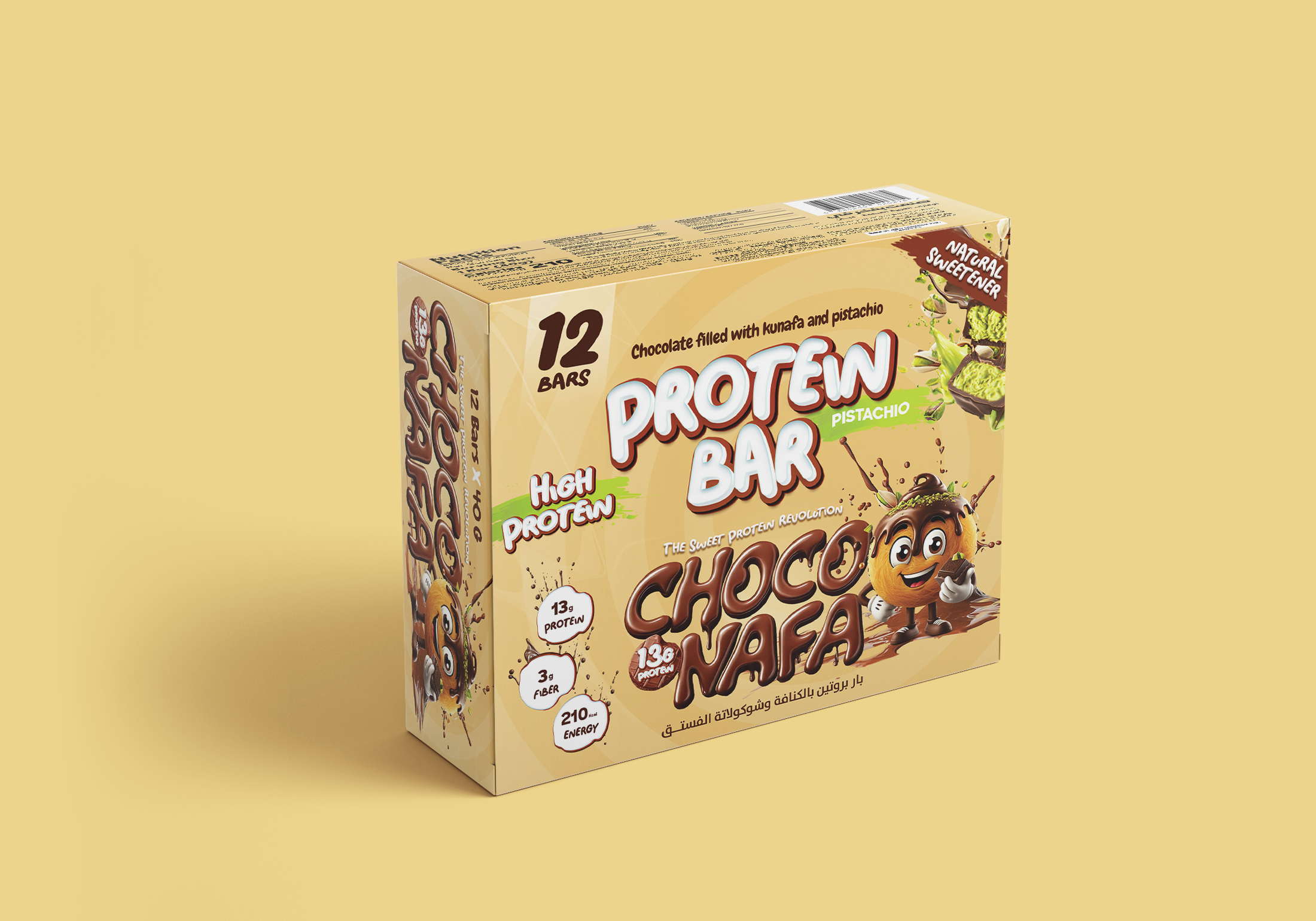 Choco Nafa Pistachio Protein Bar Kunafa Inspired Premium Flavor For Athletes High Protein Snack by CHOCONAFA
