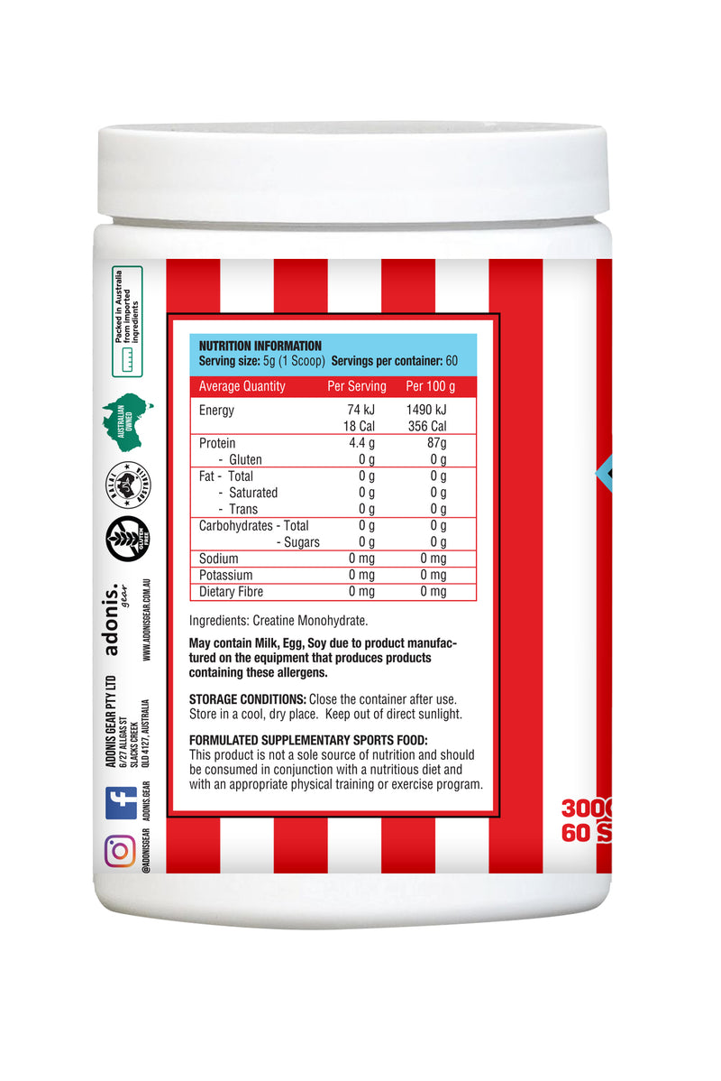 Adonis Pure Creatine Monohydrate 300g nutrition