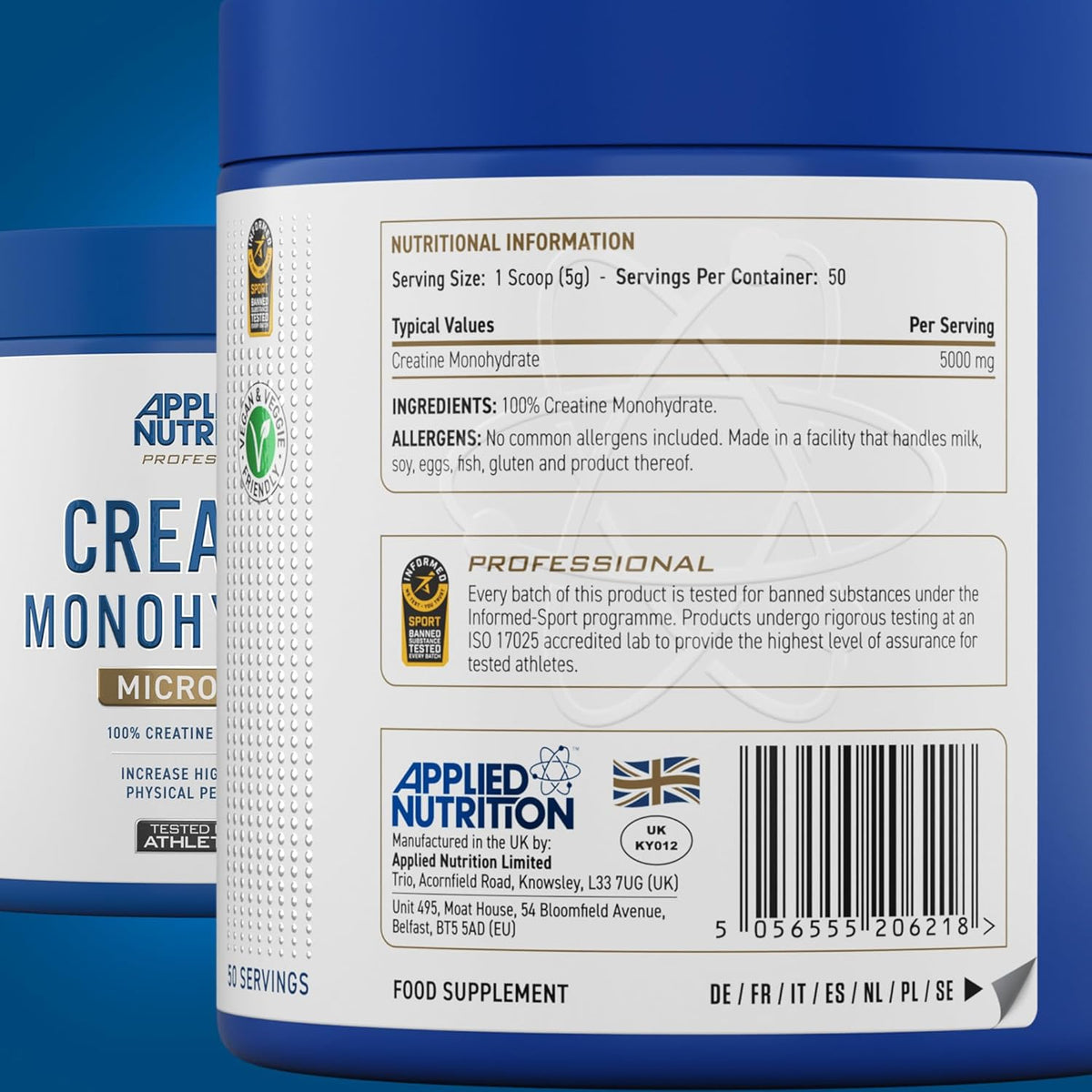 Nutrition Facts - Applied Nutrition Creatine Monohydrate 250g