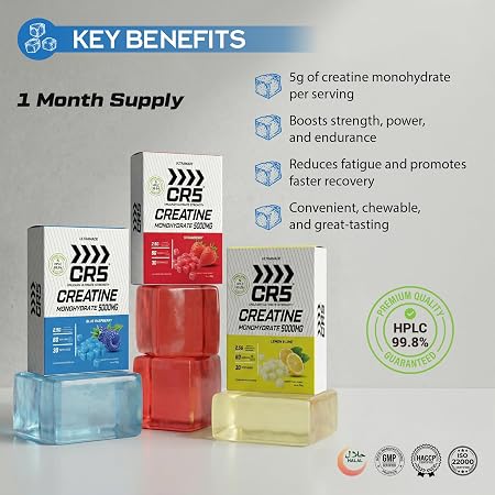 CR5 Creatine Monohydrate Gummies, 5000mg per Serving, 60 Gummies, 30 Servings