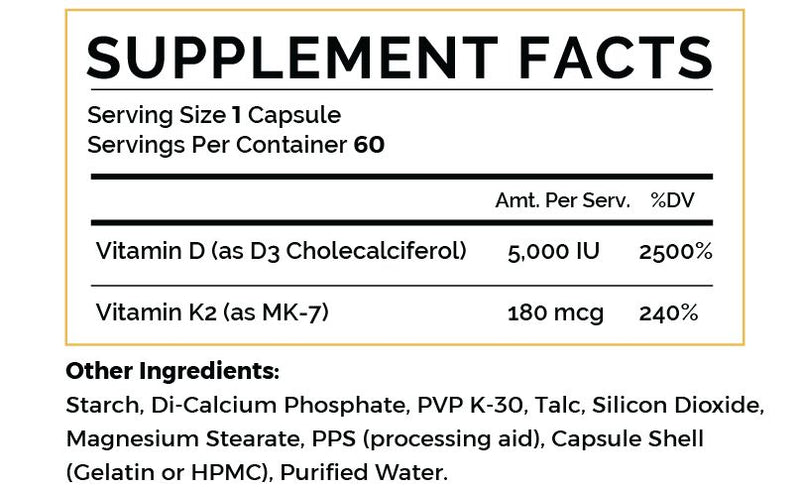 ReVita NUTRITION D3 & K2 5000 IU / 180 MCG by ReVita Nutrition