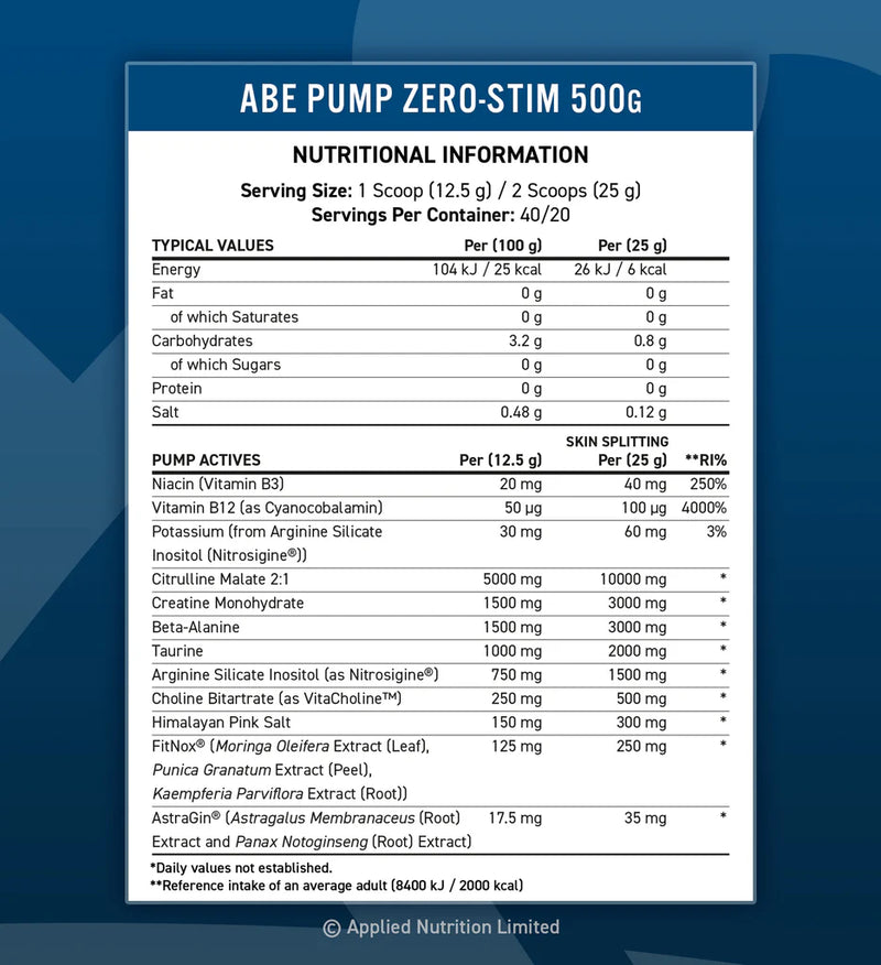 ABE Pump - Zero Stim Pre-Workout by APPLIED NUTRITION