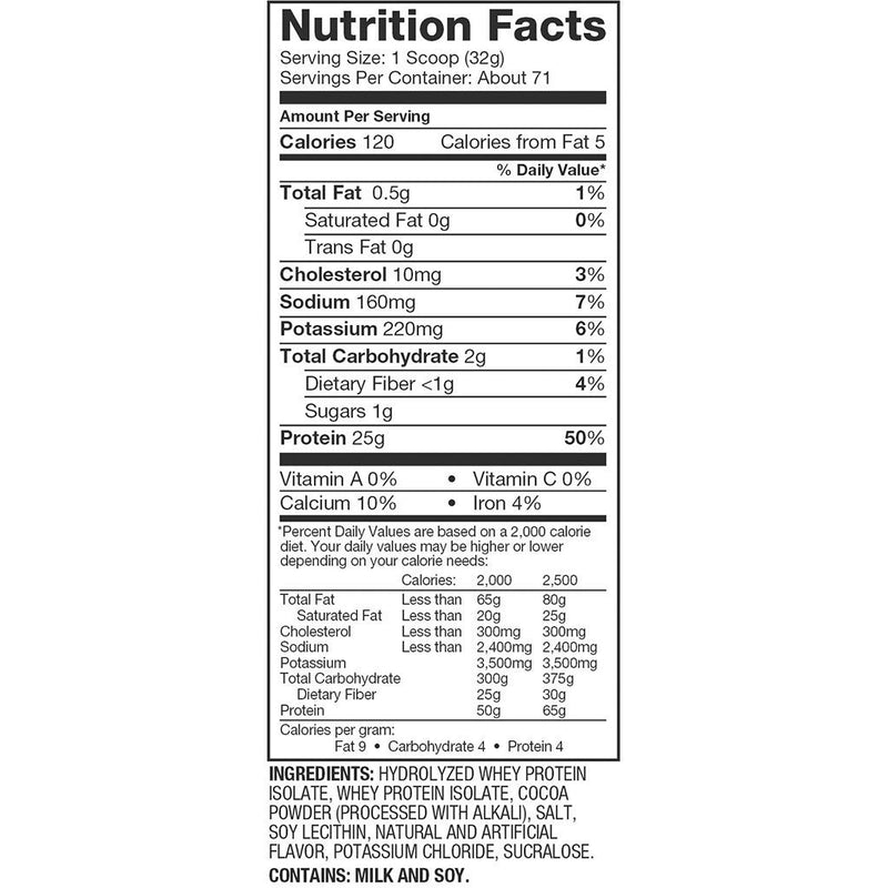 Nutrition Facts - Dymatize ISO 100 Whey Protein Isolate
