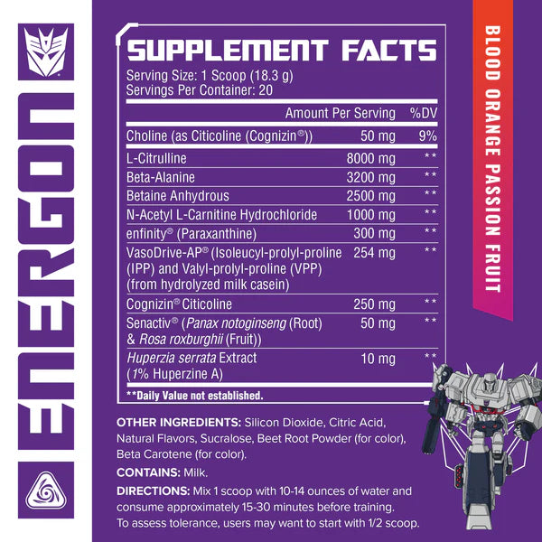 Core Nutritionals PRE WORKOUT Transformers® Energon