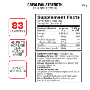 Nutrition Facts - Labrada CreaLean Creatine 250g