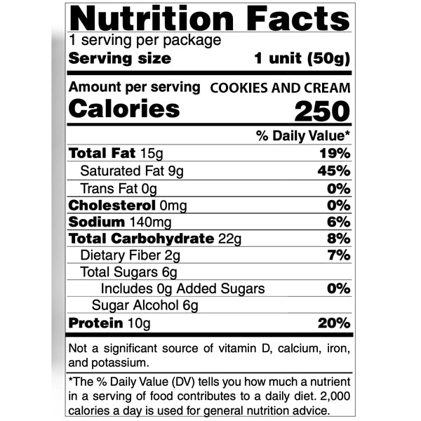 Nutrition Facts - MRS TASTE Cookiewich