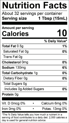 Nutrition Facts - The Flavor Gang Diet Sauce