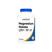 Nutricost Magnesium Malate Capsules bottle with 2100 mg per serving, 180 capsules, 60 servings for energy and muscle.