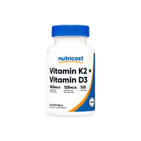 Nutricost Vitamin K2 + Vitamin D3 120Softgels by Right Dose supplements