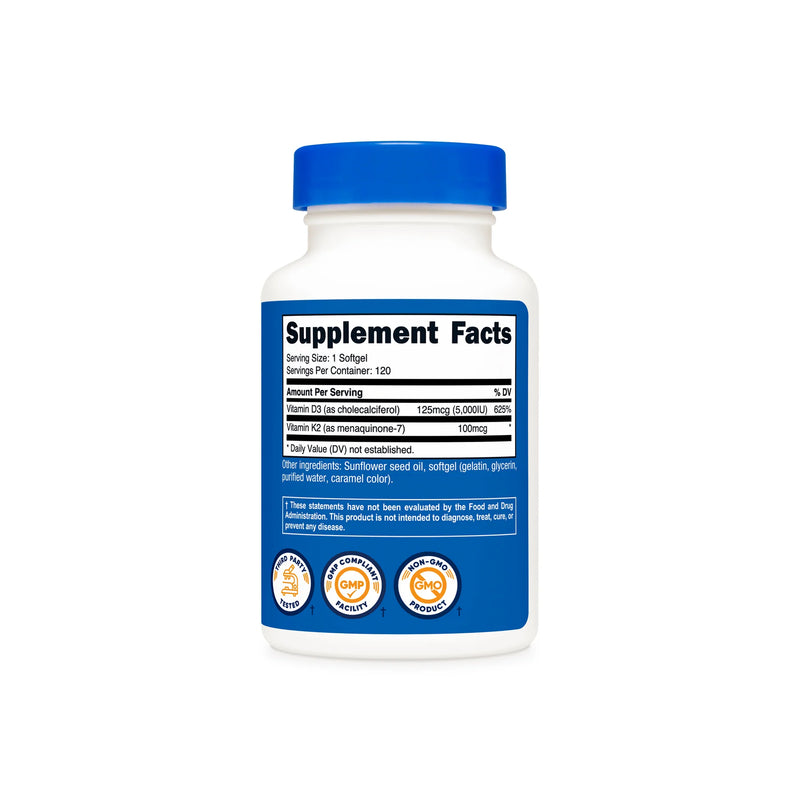 Nutricost Vitamin K2 + Vitamin D3 120Softgels by Right Dose supplements