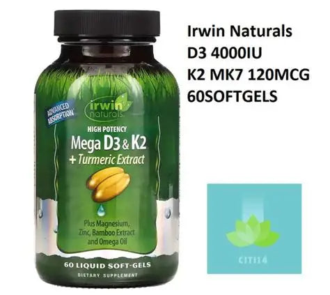 IRWIN NATURALS High Potency D3 & K2 +Turmeric Extract by Right Dose supplements
