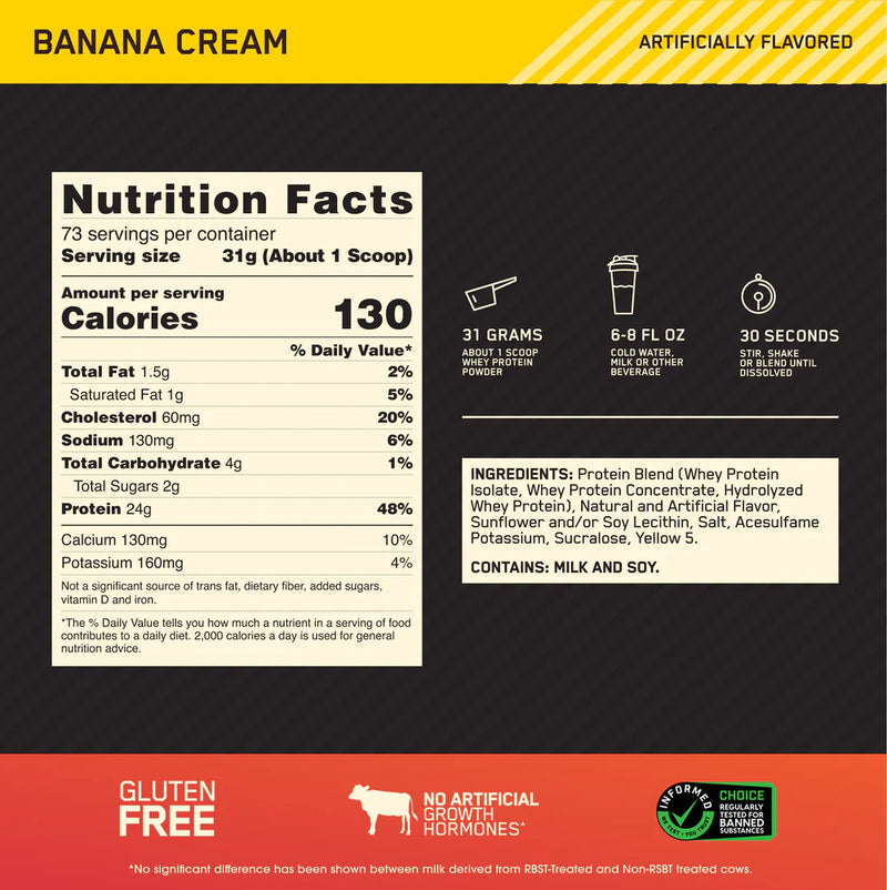 Optimum Nutrition Gold Standard 100 Percent Whey Protein For Athletes Muscle Growth 24 Grams Per Serving 5 Pounds by ON NUTRITION