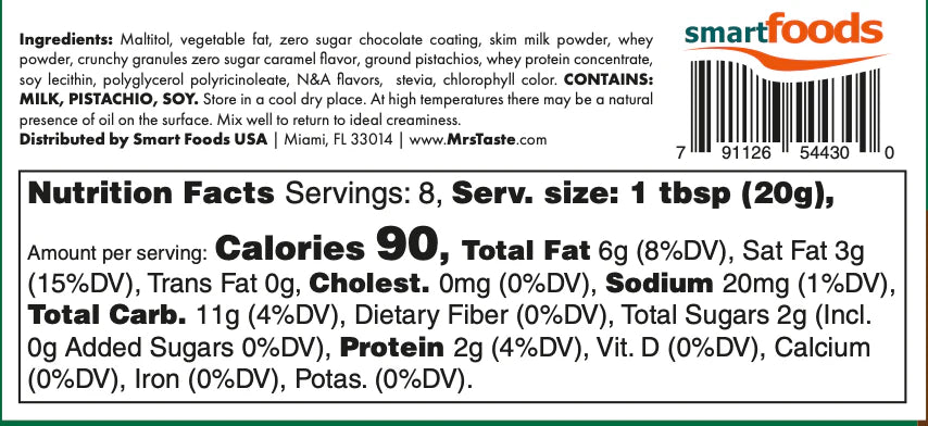Mrs. Taste Dubai Chocolate - 5.6oz | Sugar-Free, Gluten-Free, High-Protein & CoQ10 Boost