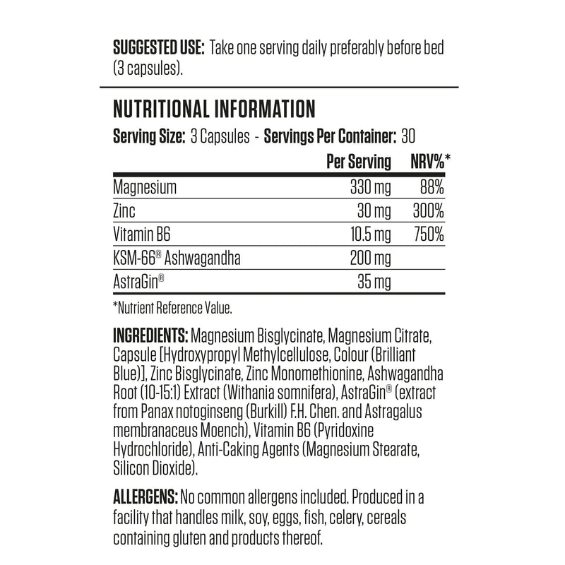 Zinc, Magnesium & Vitamin B6 Capsules With Ashwagandha (ZMA) by APPLIED NUTRITION