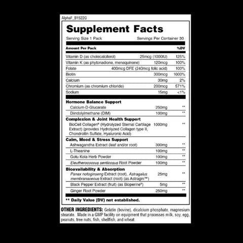 Nutrition Facts - Animal Power Balance 30 Packs