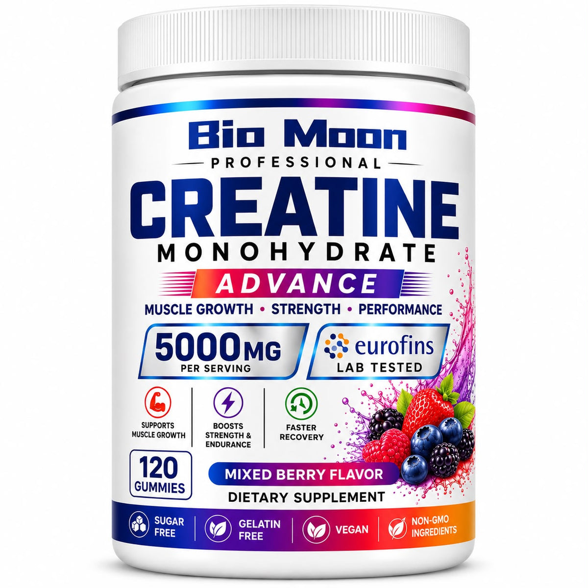 Bio Moon Creatine Monohydrate Advance Gummies Mixed Berry