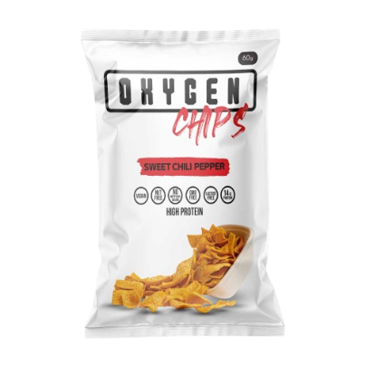 Oxygen High Protein Chips Sweet Chili Plant Based Vegan Snack For Athletes Gluten Free Nut Free Baked by OXYGEN