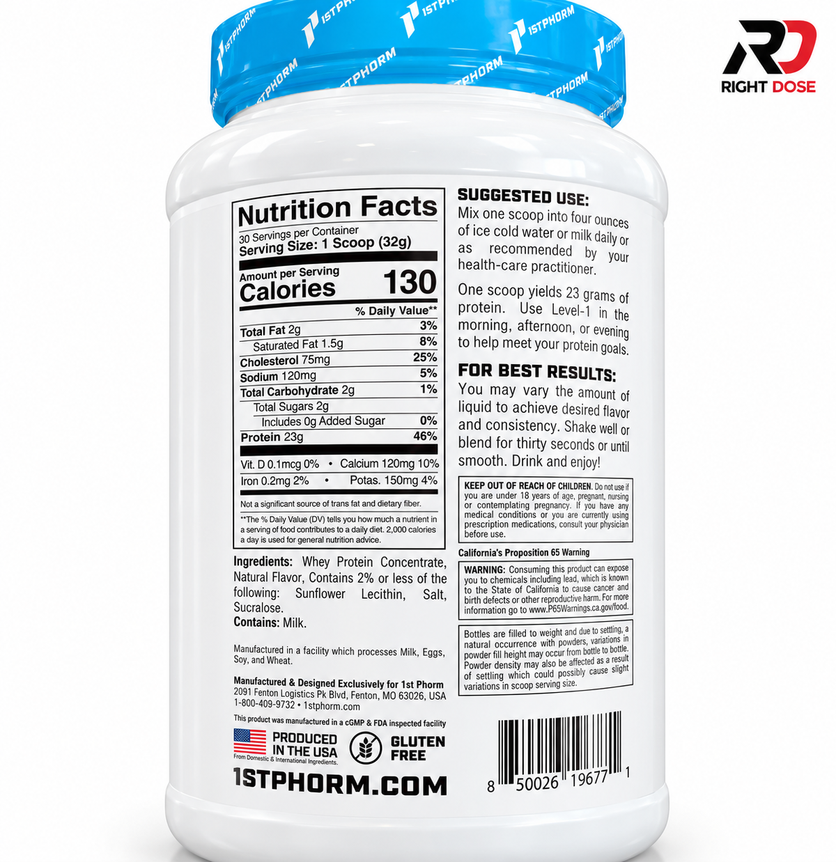 1st Phorm Level-1 Protein – Vanilla Ice Cream – 960g | 30 Servings