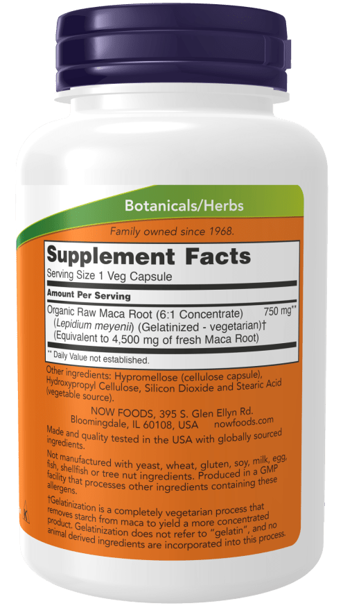 Maca 750 Mg Raw Veg Capsules for Energy Stamina and Hormonal Balance - Right Dose supplements
