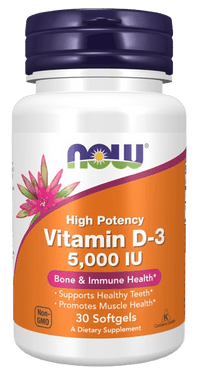NOW Foods Vitamin D3 5000 IU Softgels For Immune Support And Bone Health - Right Dose supplements