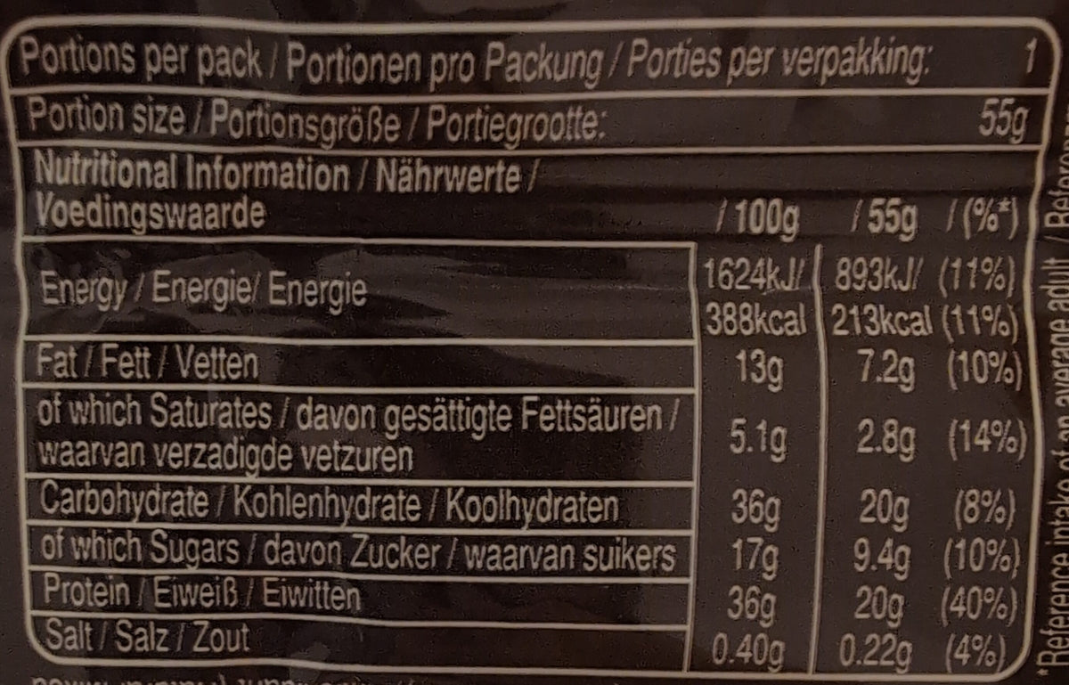 Nutrition Facts - snickers hi protein bar