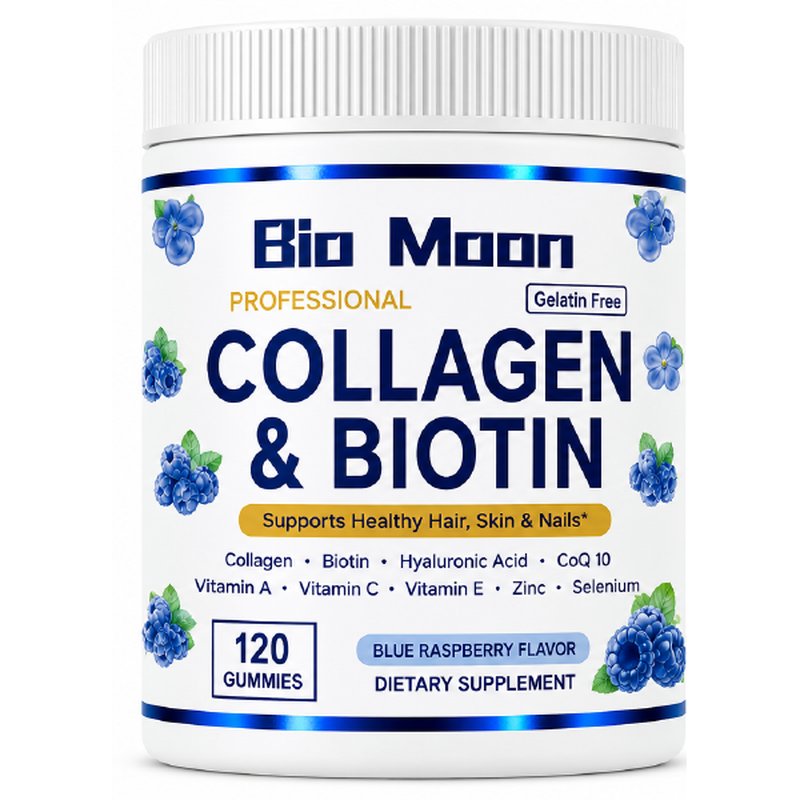 Bio Moon Collagen & Biotin Gummies 120 Gummies Blue Raspberry