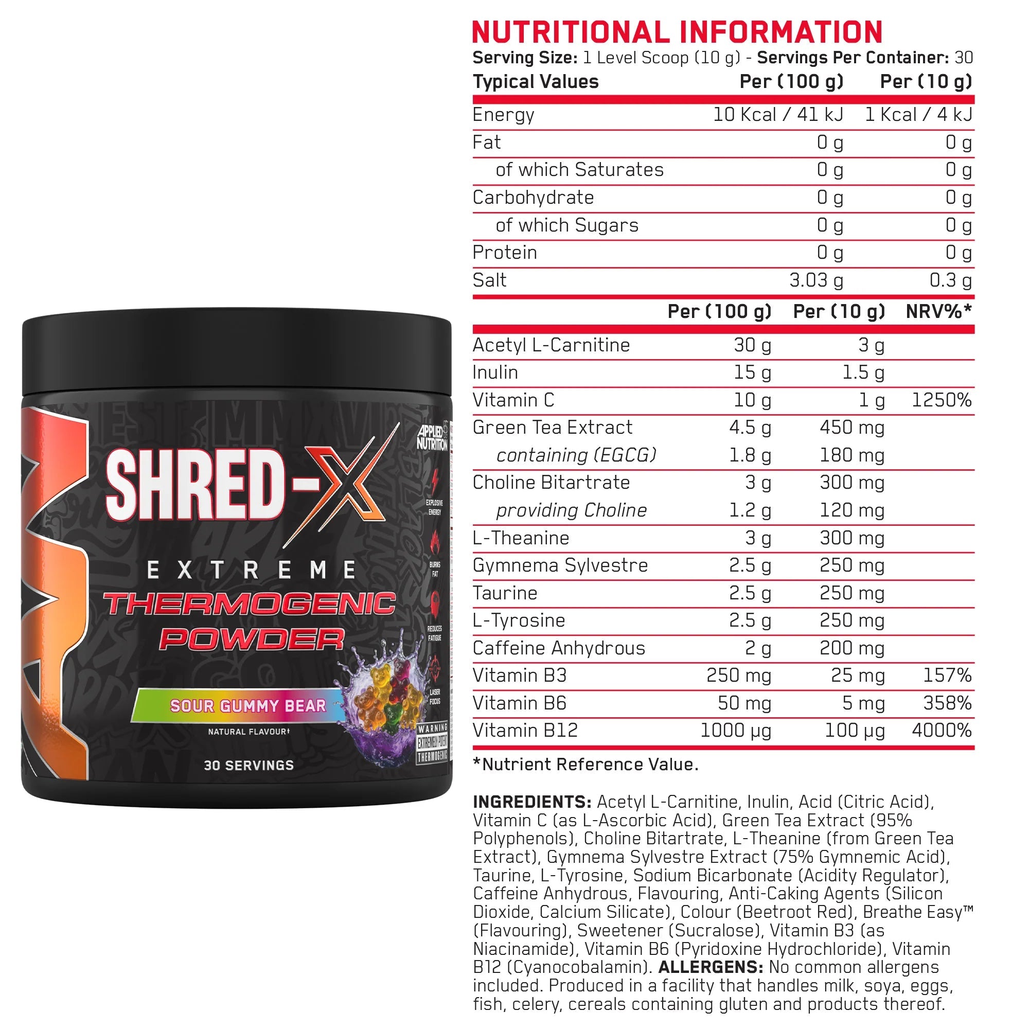 Shred X Fat Burning Thermogenic Powder With 228mg Caffeine For Energetic Focus Halal Certified For Gym Goers - Right Dose supplements
