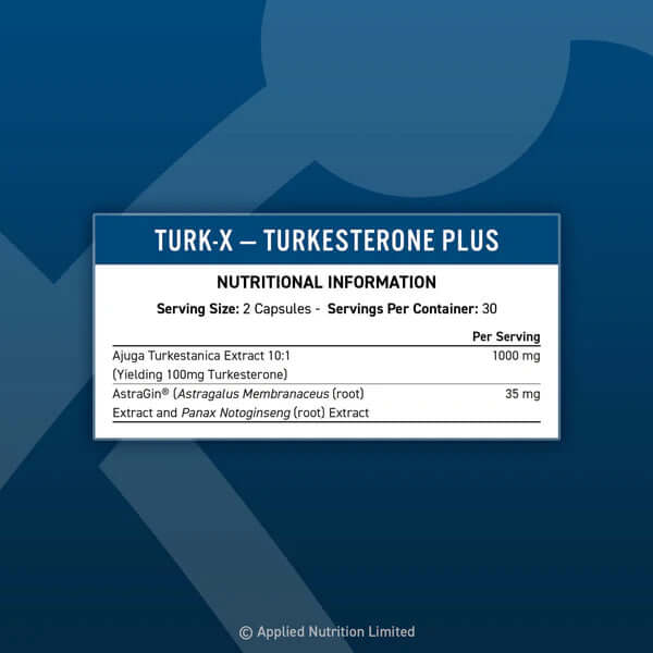 Nutrition Facts - Turk X Turkesterone 60 Caps
