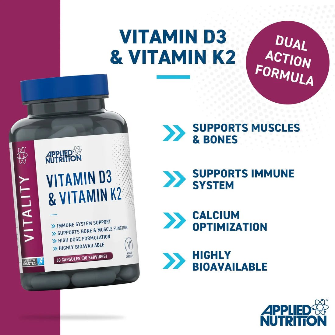 Vitamin D3 and K2 Capsules for Bone Health and Immune Support - Right Dose supplements